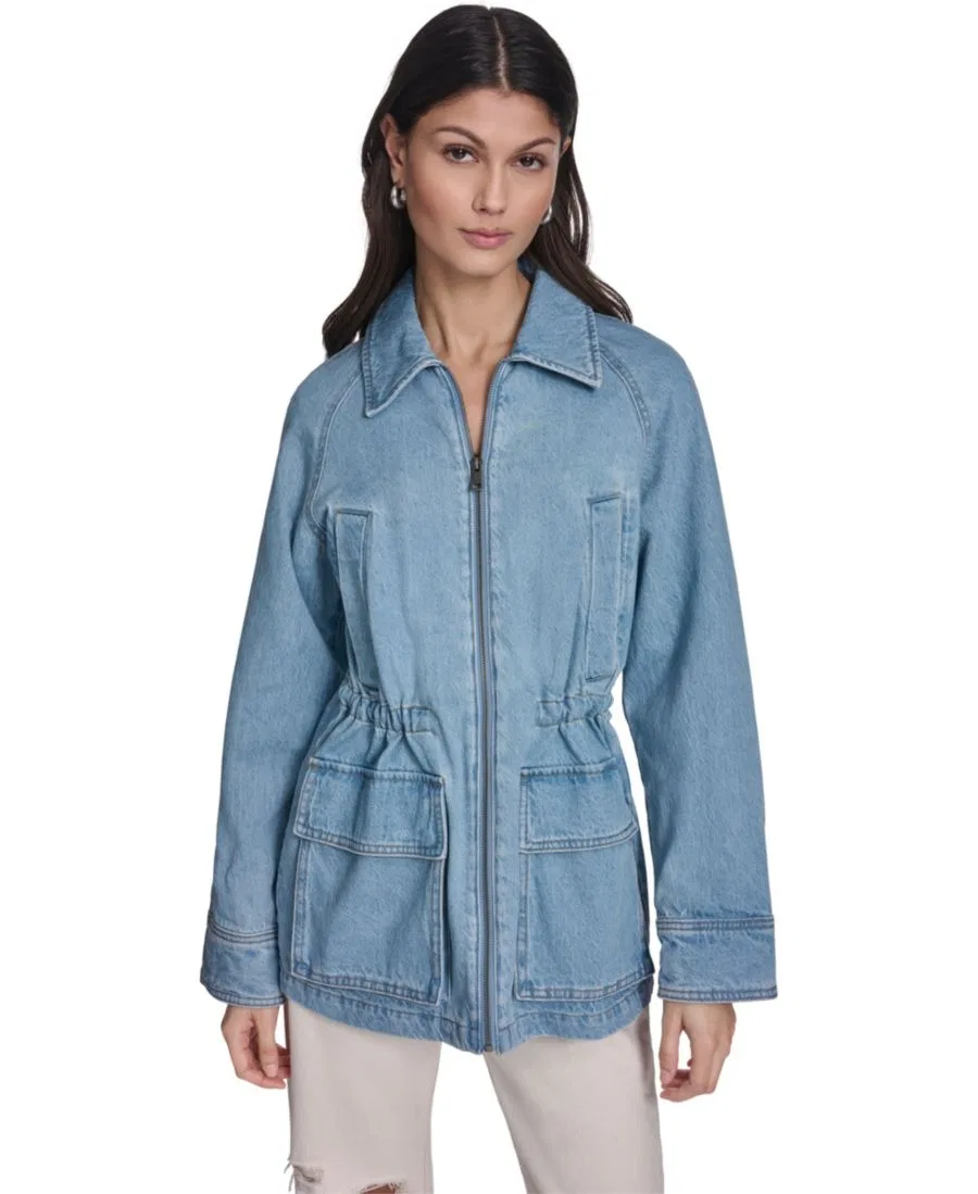 Женская хлопковая куртка-сараян с зауженной талией Levi's, Light Wash Denim