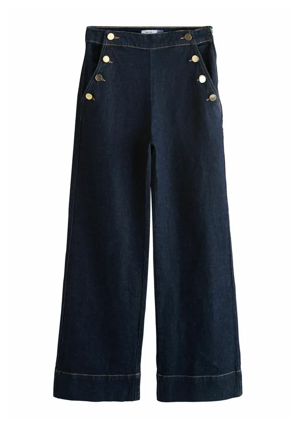Золотые пуговицы спереди, широкие штанины Next, Denim Rinse