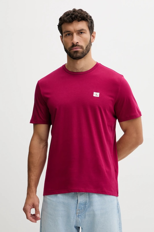 

Хлопковая футболка Calvin Klein Jeans, бордовый, Красный, Хлопковая футболка Calvin Klein Jeans, бордовый