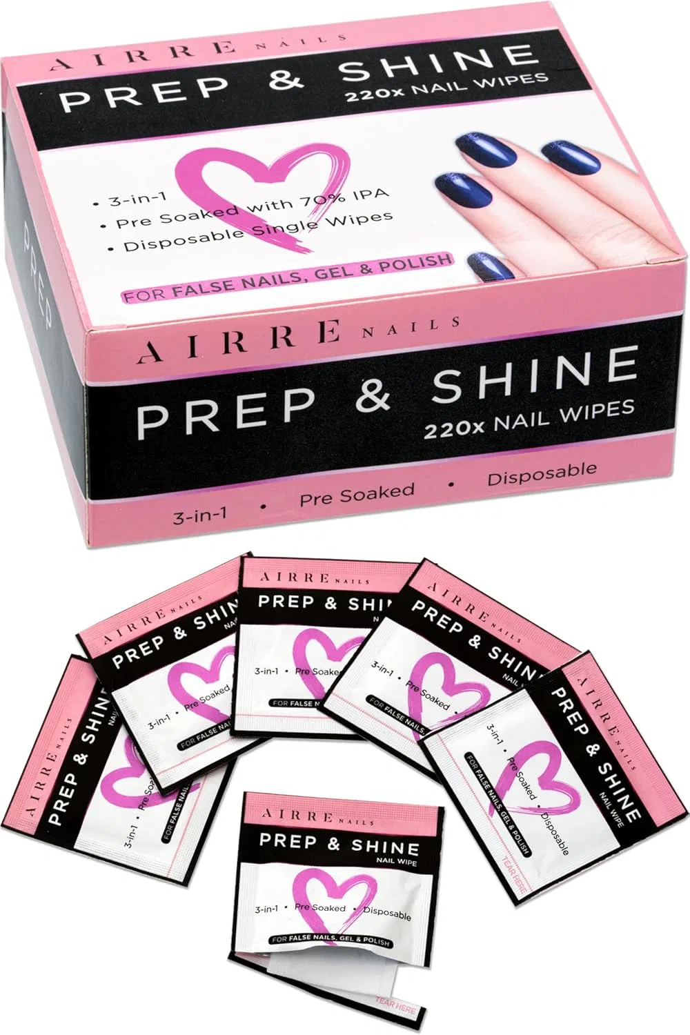 Салфетки для ногтей Airre Prep & Shine, 220 штук Airre Nails, 220