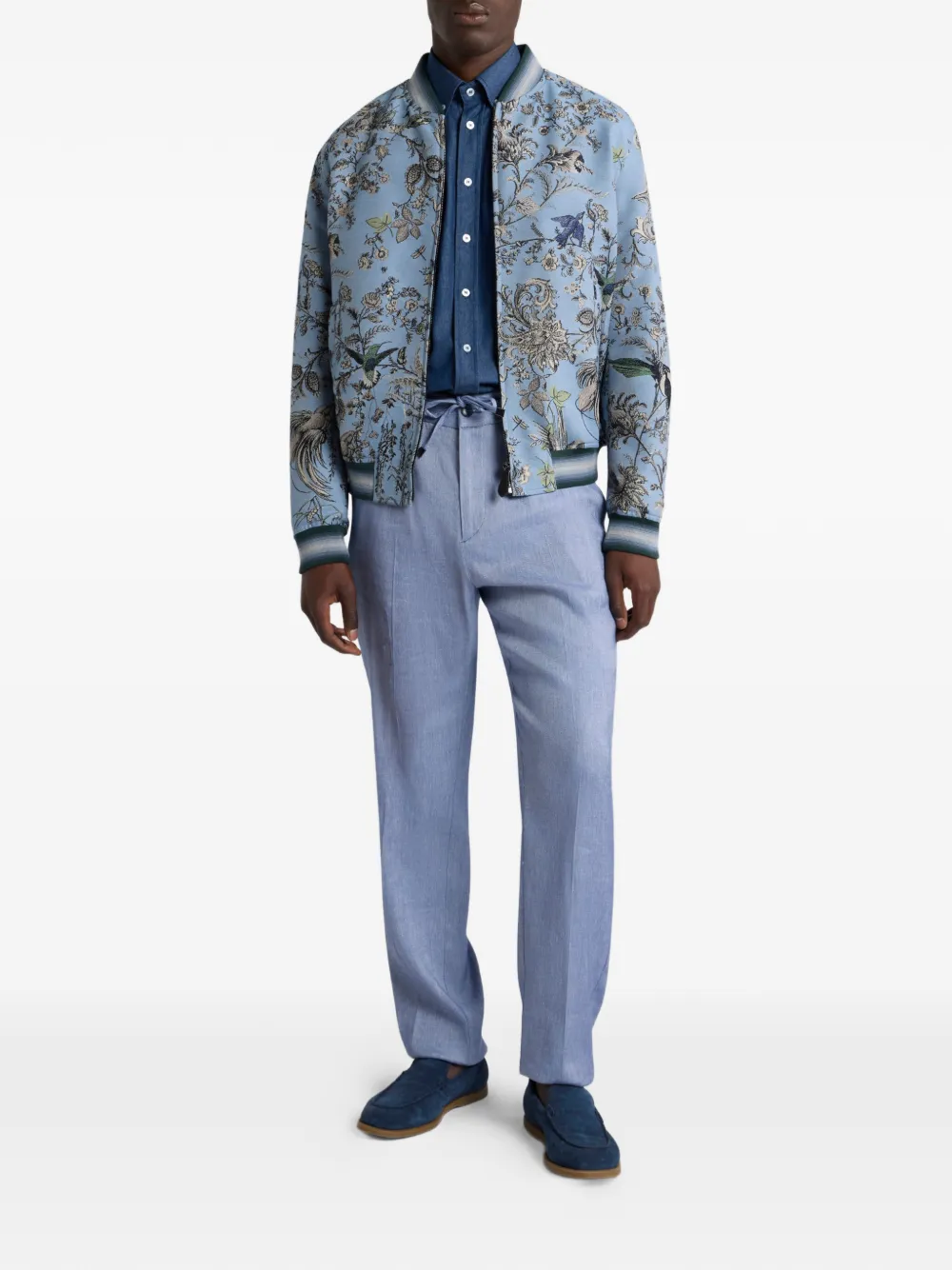 Брюки из саржи на завязках Etro, синий — фото 2