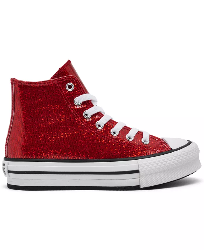 Кроссовки Chuck Taylor All Star Glitter Lift на платформе для девочек от Finish Line Converse, красный — фото 2