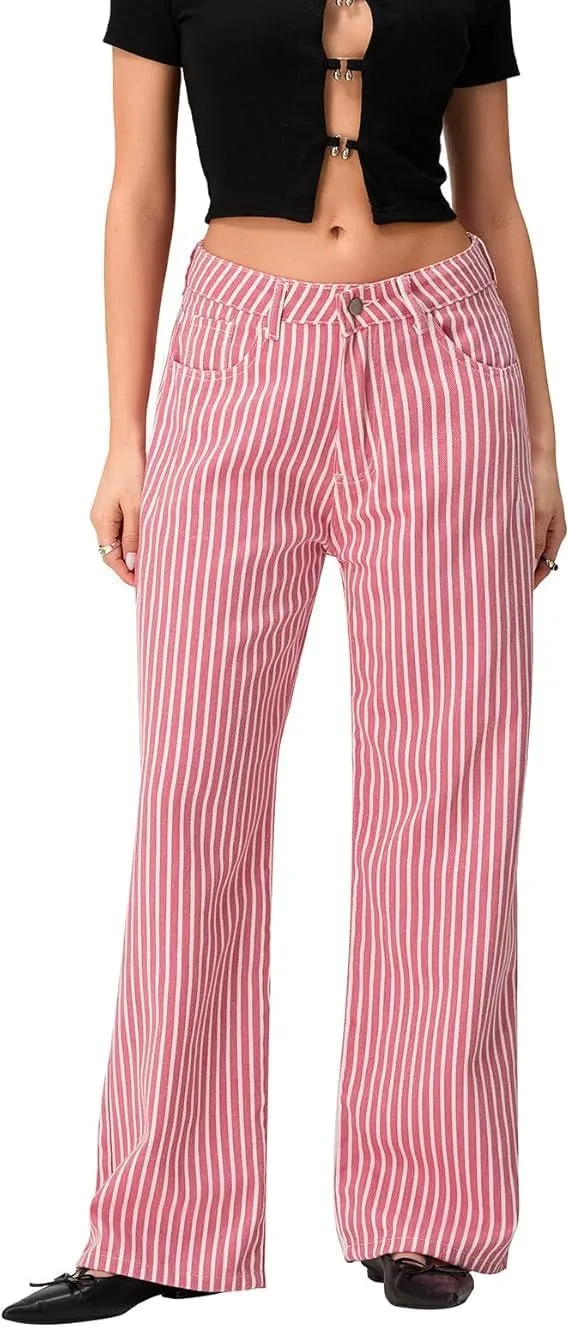 

Женские джинсы Y2k Bell Bottom с ретро-полоской и карманами Owl's-Yard