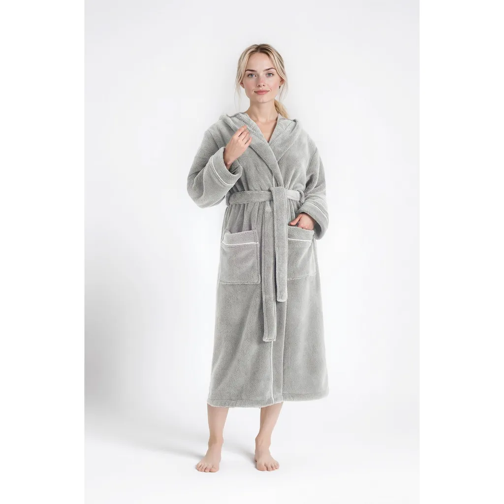 

Домашний унисекс-халат my home Lillou, идеальный для сауны и СПА, гостиничный халат, утренний халат, 1 шт., уютный мягкий флис, плюш, для женщин и мужчин, размеры XS-3XL My Home, серый