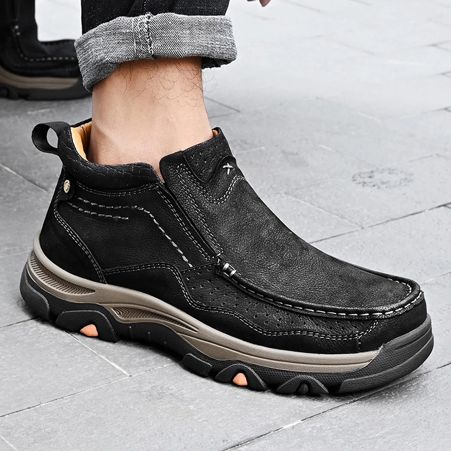 Мужские лоферы slip-on из натуральной кожи, черный Zentavi — фото 3