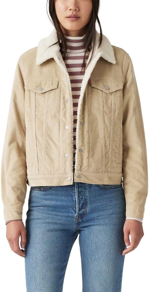 

Женские куртки Levi's Original Sherpa Trucker (стандартные и плюс), (New) White Pepper (Corduroy - Non Stretch)