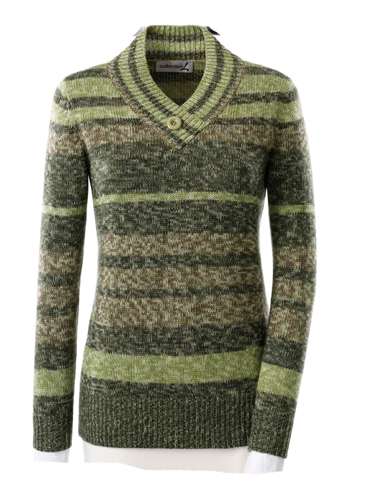 

Свитер с V-образным вырезом в полоску цвета лайм-антрацит WITT WEIDEN