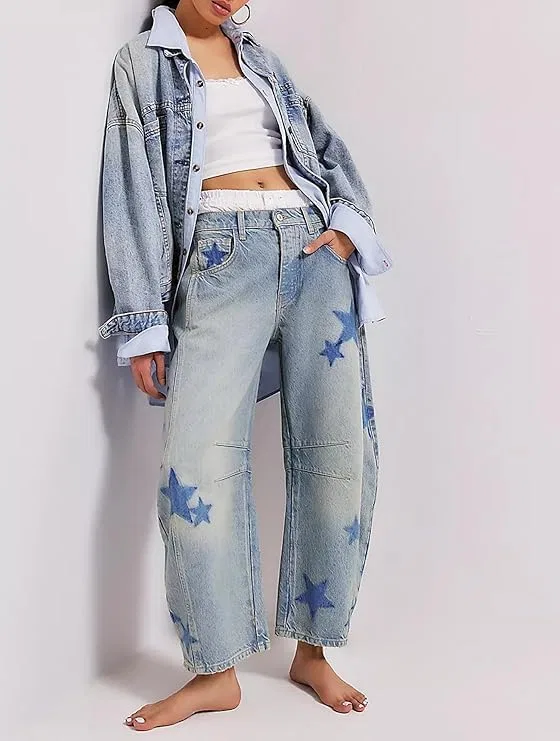 Комбинезон Wide Leg Cropped Denim, синий (Star) — фото 4