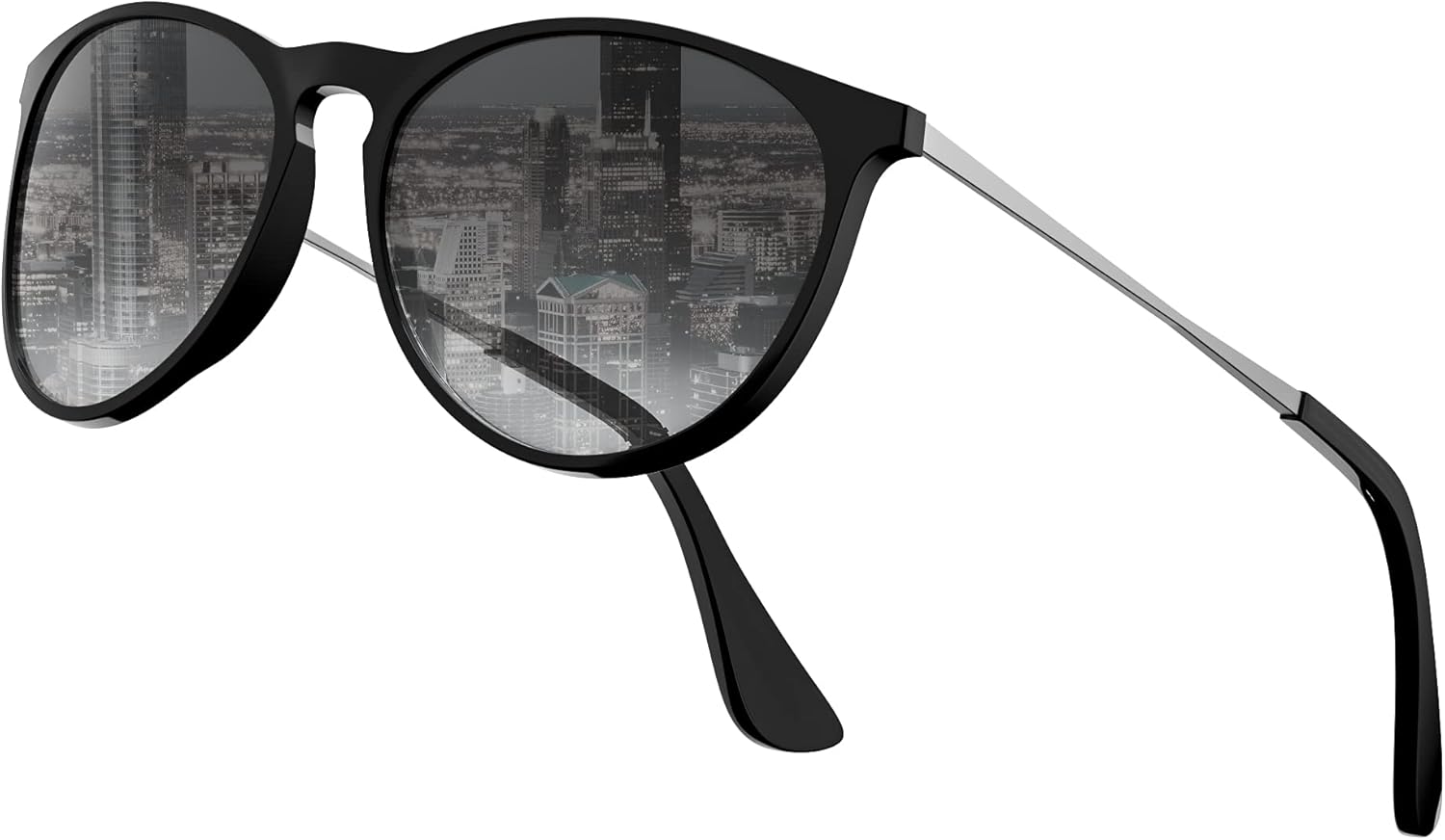 

Винтажные круглые солнцезащитные очки для женщин и мужчин, классический ретро-стиль, с зеркальными линзами, дизайнерский дизайн, высококачественные нейлоновые линзы VF7102 VOFO VISION, 02 Black/Black Gradient