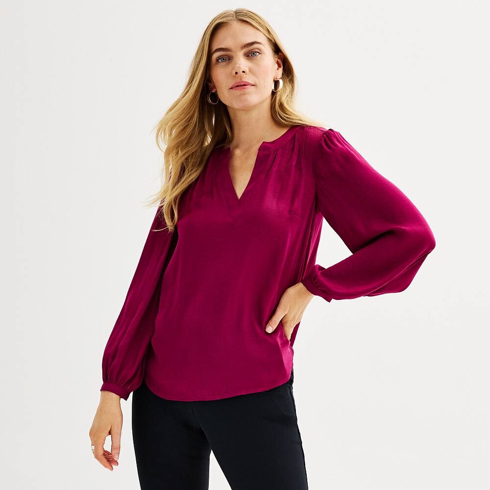 

Женская блузка с защипами и Y-образным вырезом Nine West, цвет Australian Orchid