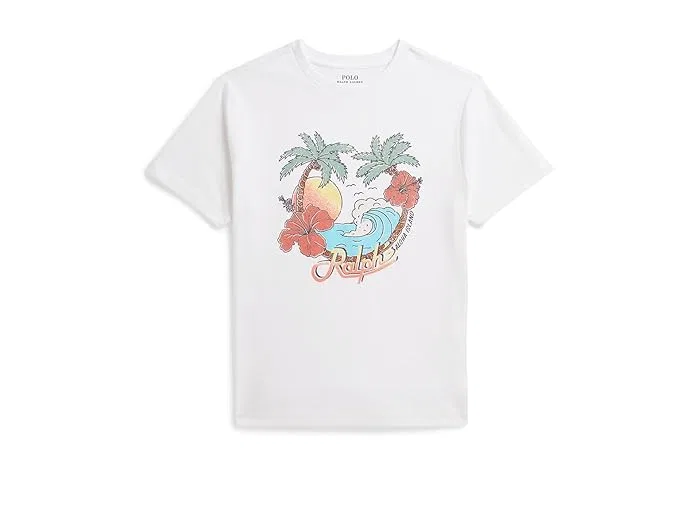 Футболка с графическим принтом Cotton Jersey Graphic Tee Polo Ralph Lauren Kids, White