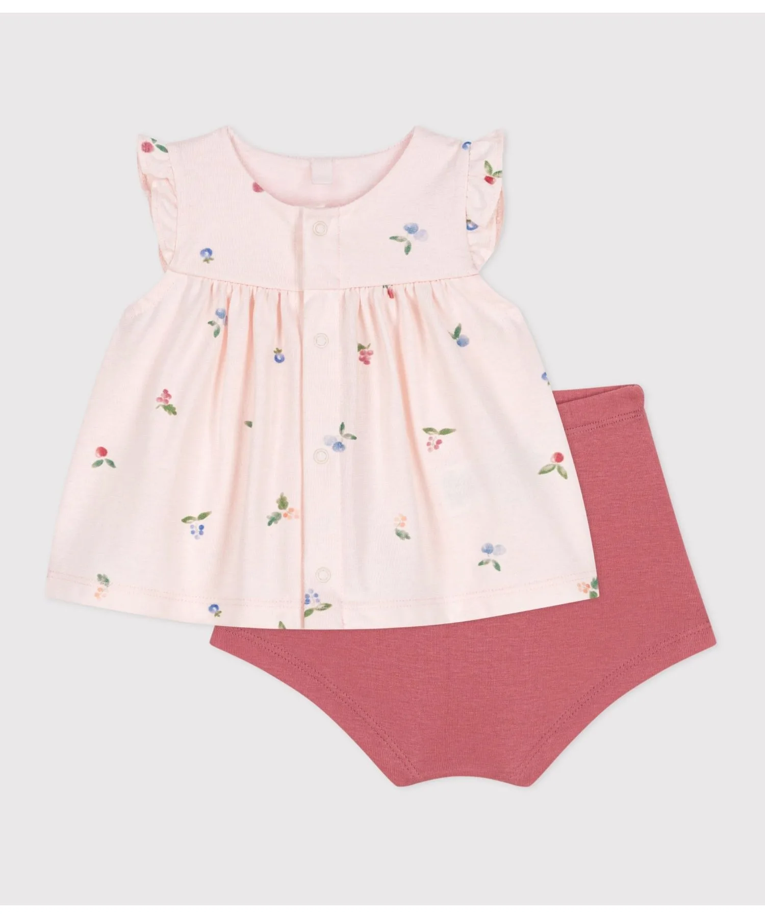 Детский комплект из хлопка Petit Bateau с цветочным принтом белый — фото 3
