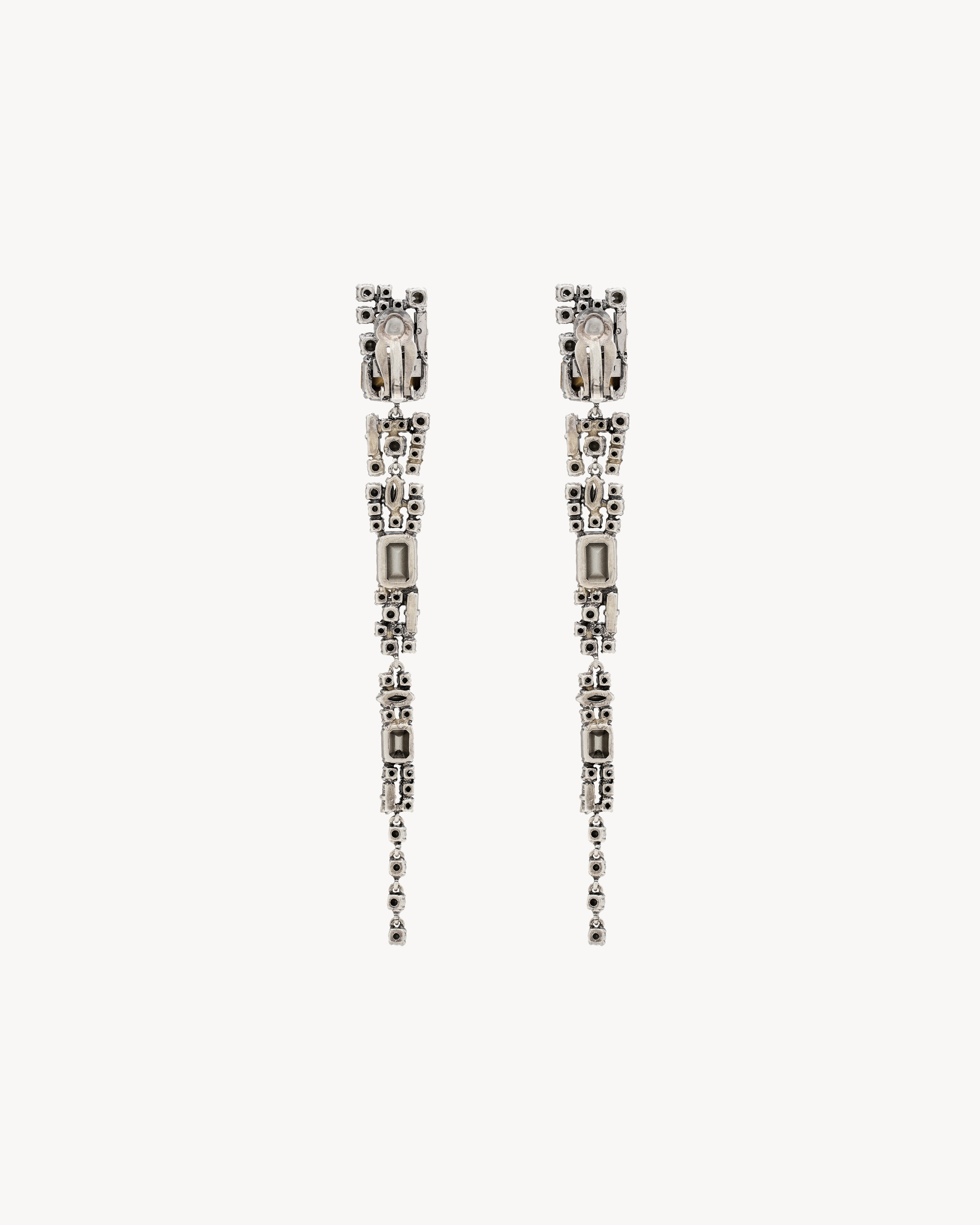 Серьги-леденцы из металла с кристаллами Saint Laurent, серебро — фото 2