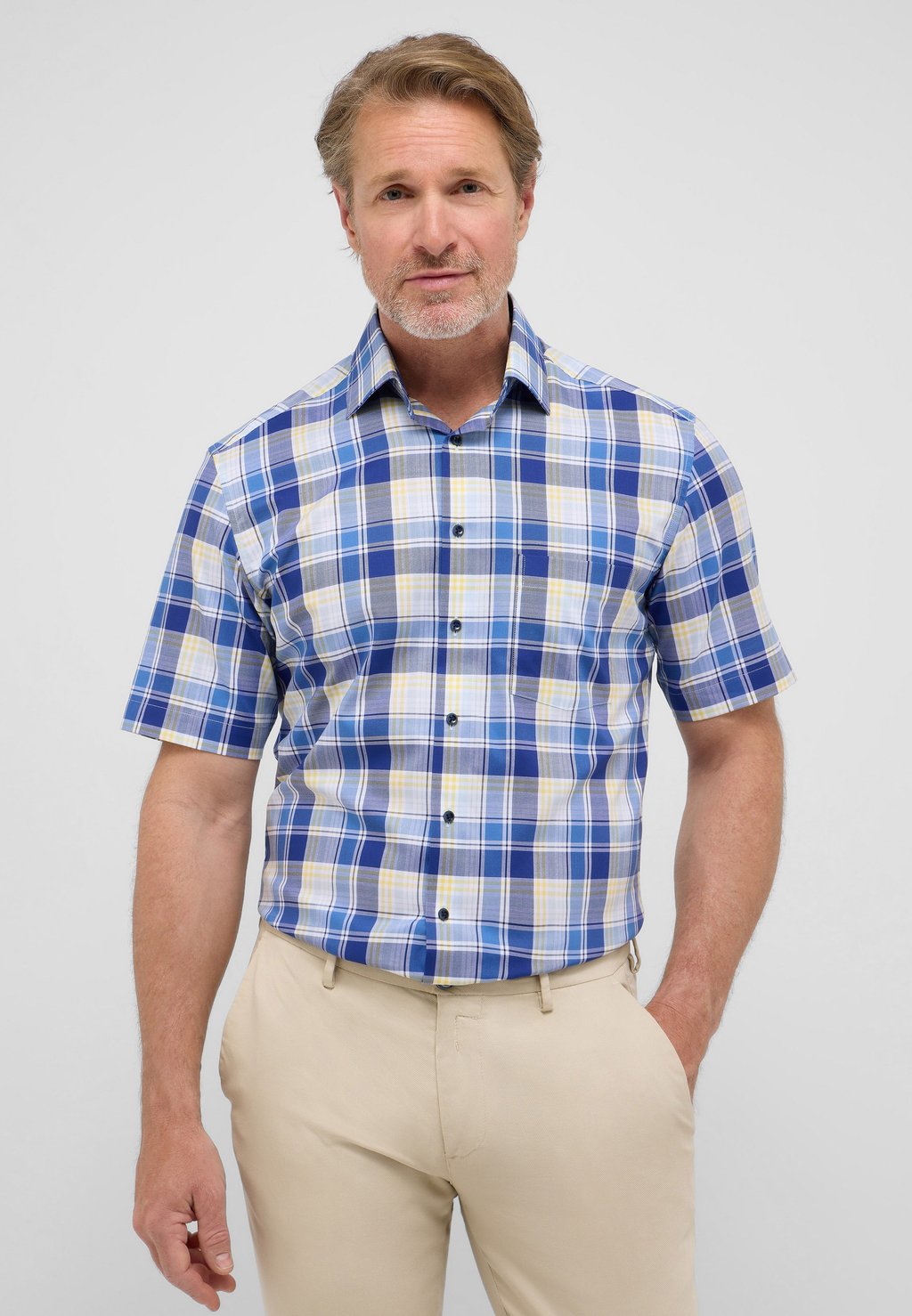 

Рубашка KARIERTES TWILL-KURZARM MODERN FIT Eterna, темно-синий