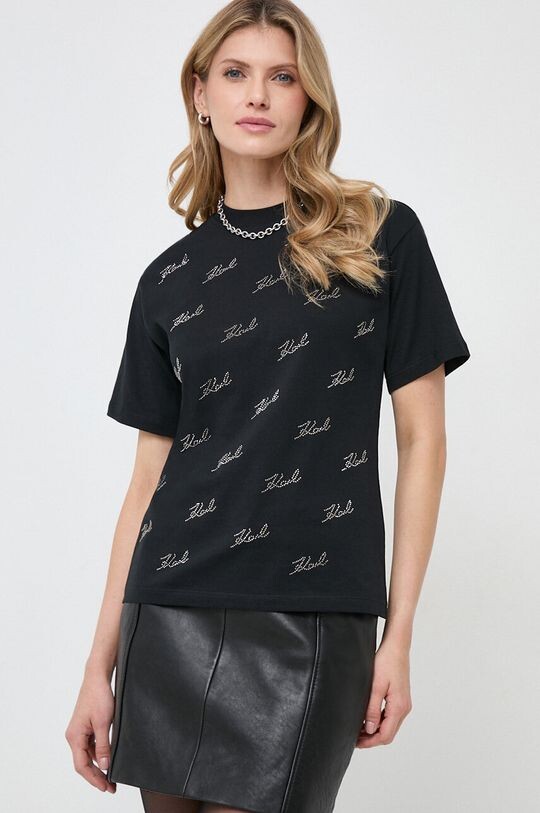 

Хлопковая футболка Karl Lagerfeld, черный