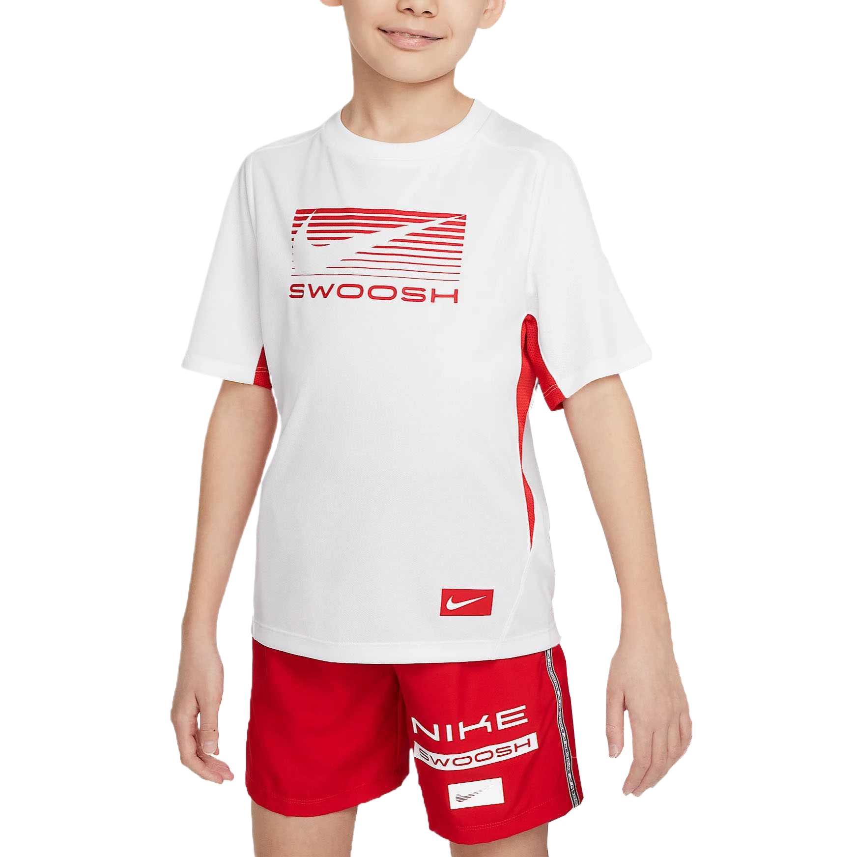 Nike Футболка dri fit swoosh белый/университетский red детская — фото 3