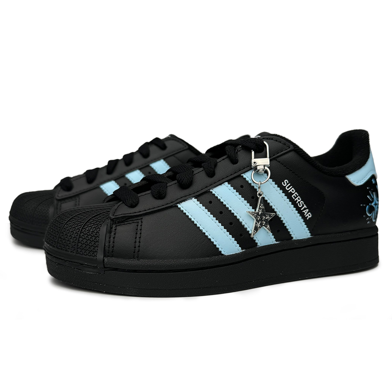 Adidas Originals Детские кроссовки для скейтбординга Superstar 2 Blue Firework, устойчивые к истиранию, низкие, черно-синие, для подростков — фото 3