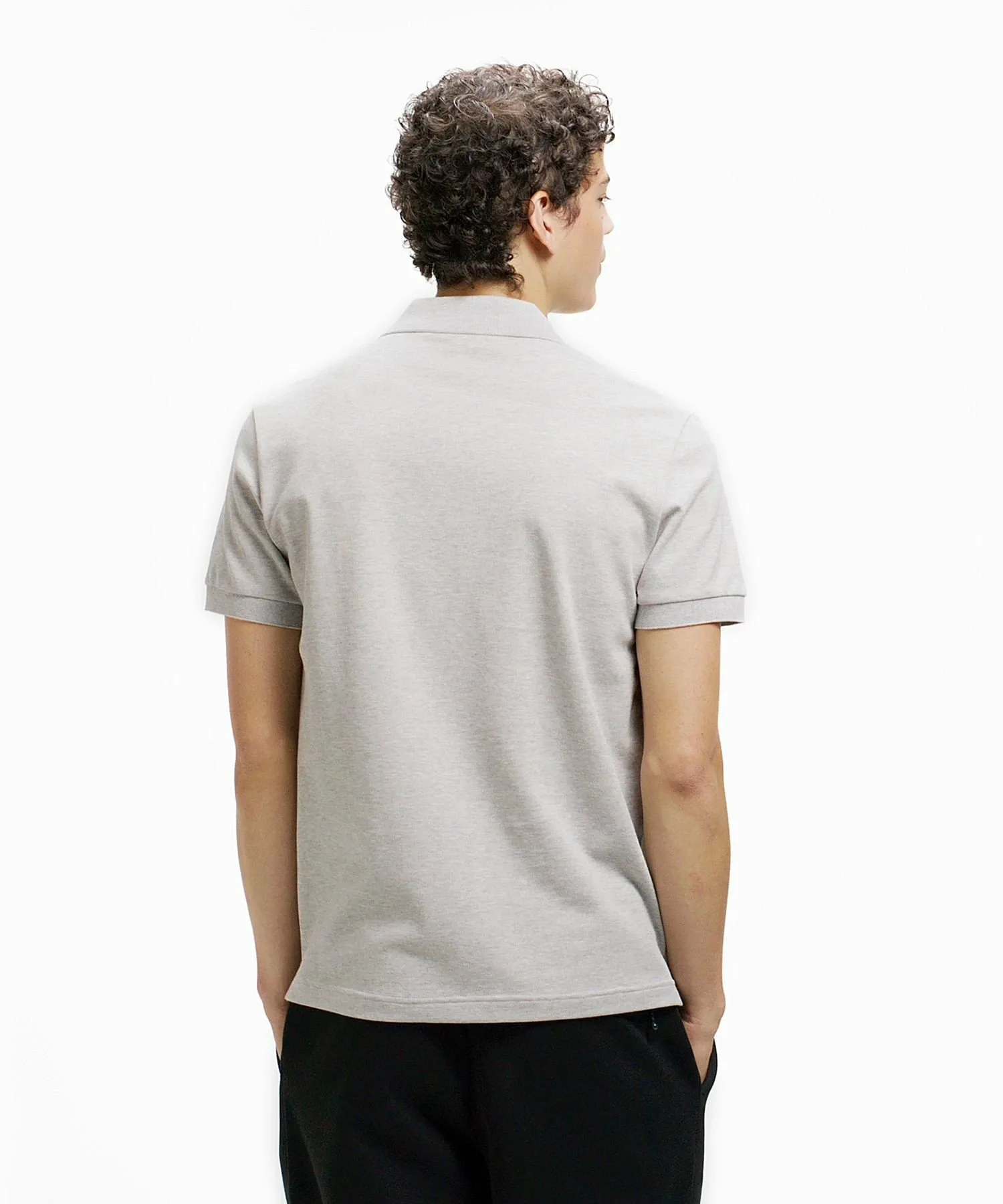 Однотонная облегающая эластичная рубашка-поло (с коротким рукавом) LACOSTE, Gray — фото 4