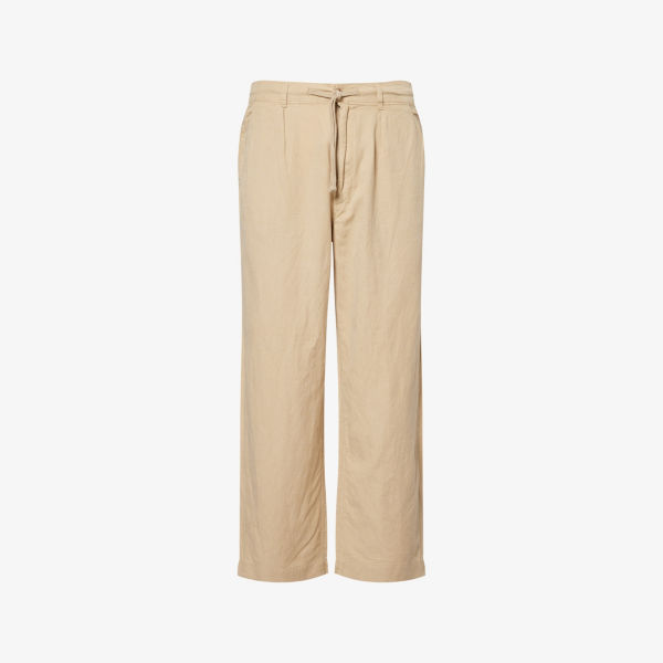 

Широкие льняные брюки с завязками из хлопка Polo Ralph Lauren, бежевый