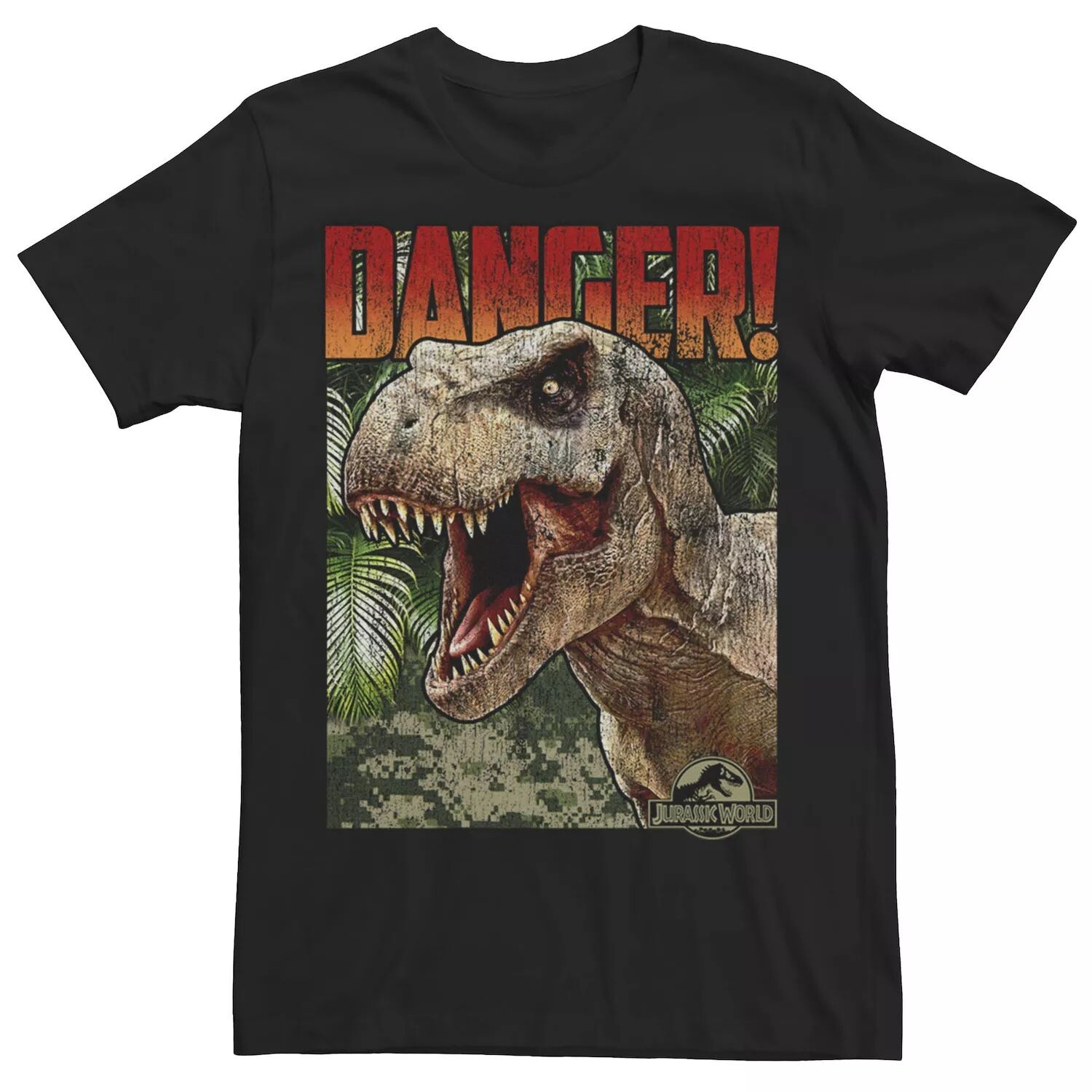 

Мужская футболка Jurassic World Danger T-Rex с графическим плакатом в стиле ретро Licensed Character, черный