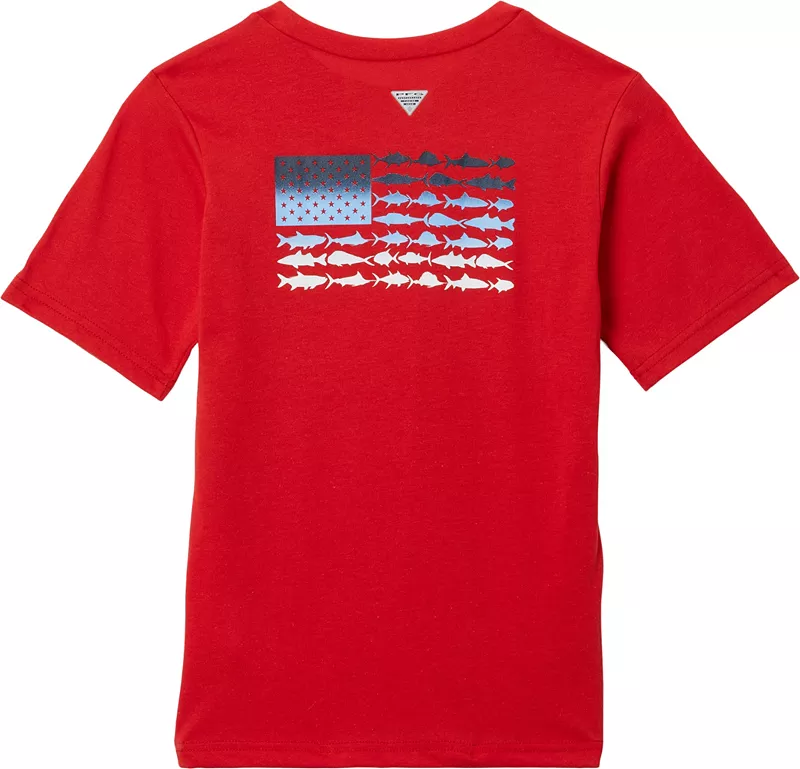 

Футболка Columbia с рисунком PFG для мальчиков, цвет Red Spark/Fish Flag Fade