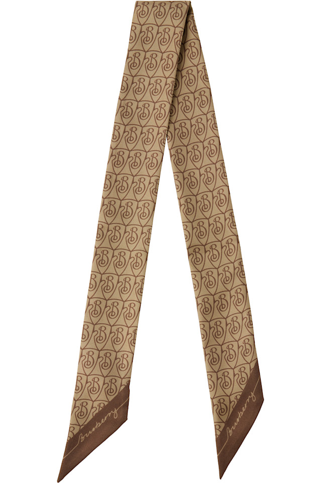 

Шелковый шарф Skinny b shield Burberry, цвет sand