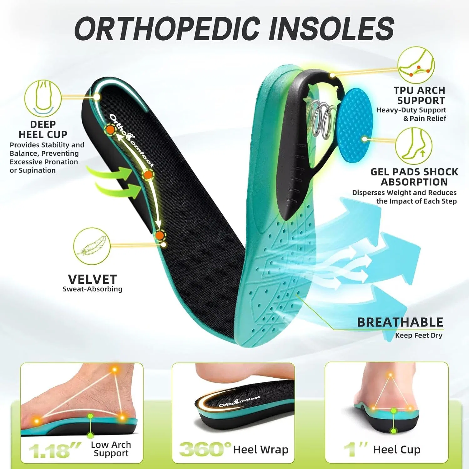Лоферы ортопедические с поддержкой свода стопы, черный OrthoComfoot — фото 4