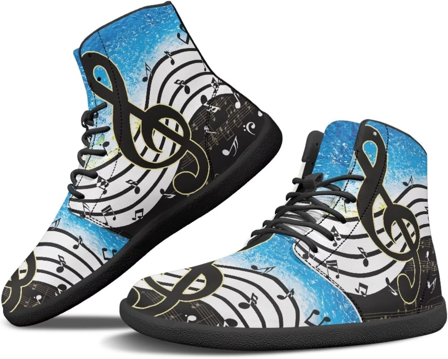 

Мужские кроссовки Barefoot Shoes с принтом музыкальных нот: высокие, с широким носком, на шнуровке, с нескользящей подошвой, для тренировок и бега Xixirimido, Music Notes