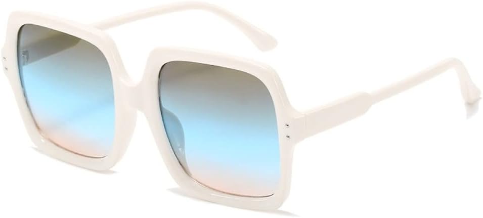 

Винтажные солнцезащитные очки большого размера с градиентным переходом для женщин, защита от УФ-излучения UV400, женские солнцезащитные очки с заклепками LANGSER, White Blue