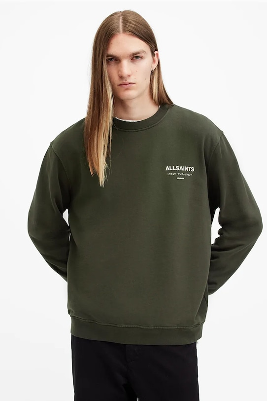 

Хлопковая толстовка UNDERGROUND Allsaints, зеленый