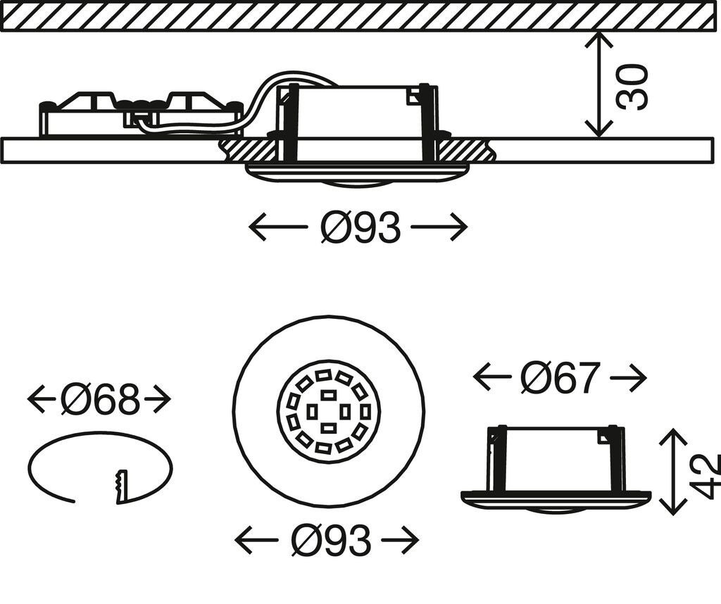 

Светодиодный встраиваемый светильник BRILONER LEUCHTEN ATTACH ONE, 5 Вт, 400 лм, IP65, белый, пластик, Ø 9,3 см