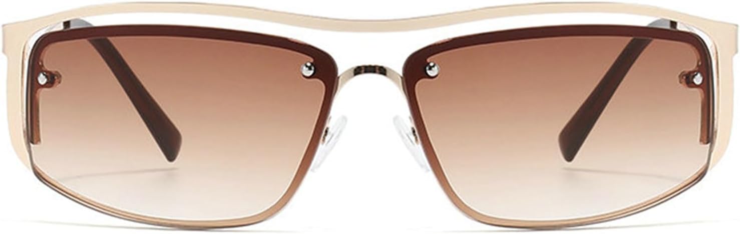 

Модные солнцезащитные очки Helena без оправы в стиле Y2K для женщин и мужчин, стильные солнцезащитные очки в стиле 2000-х, панк-очки, прямоугольные спортивные очки, C3