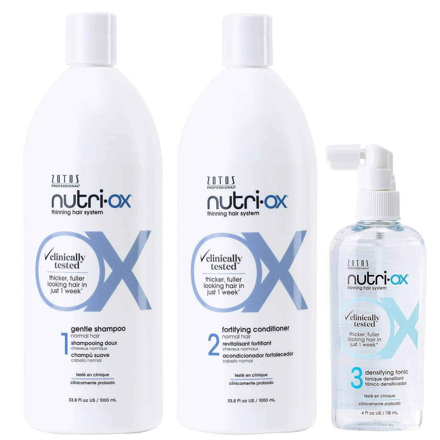 Мягкий шампунь NUTRI-OX для нормальных и тонких волос | Придает волосам густоту и объем | Клинически и дерматологически протестировано | Мята перечная | Подходит для окрашенных волос 1000 мл (3-этапная система)