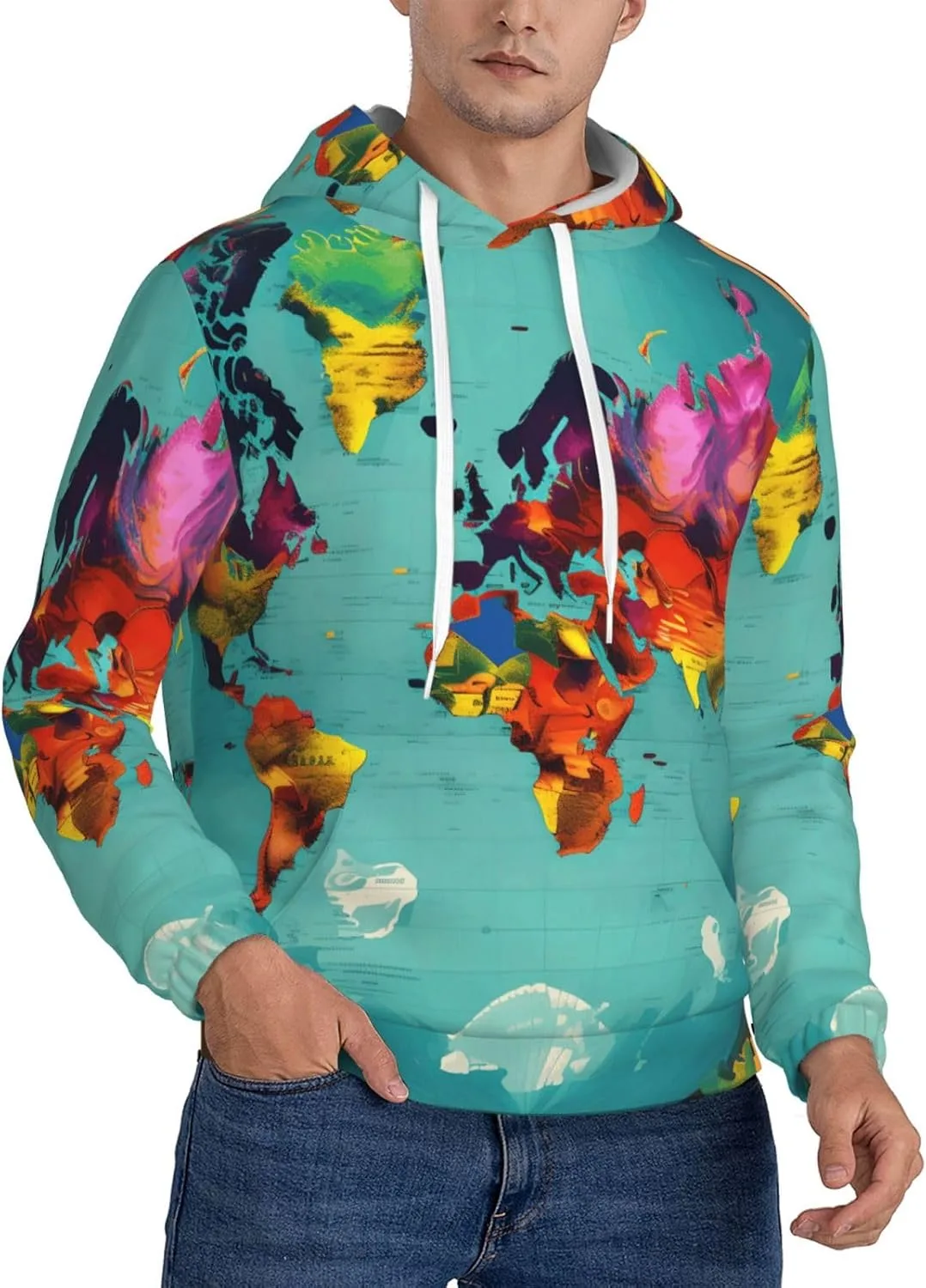 

Толстовка с капюшоном BaerK для мужчин, с принтом карты мира