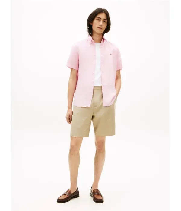 Льняная рубашка regular fit Tommy Hilfiger, розовый — фото 2