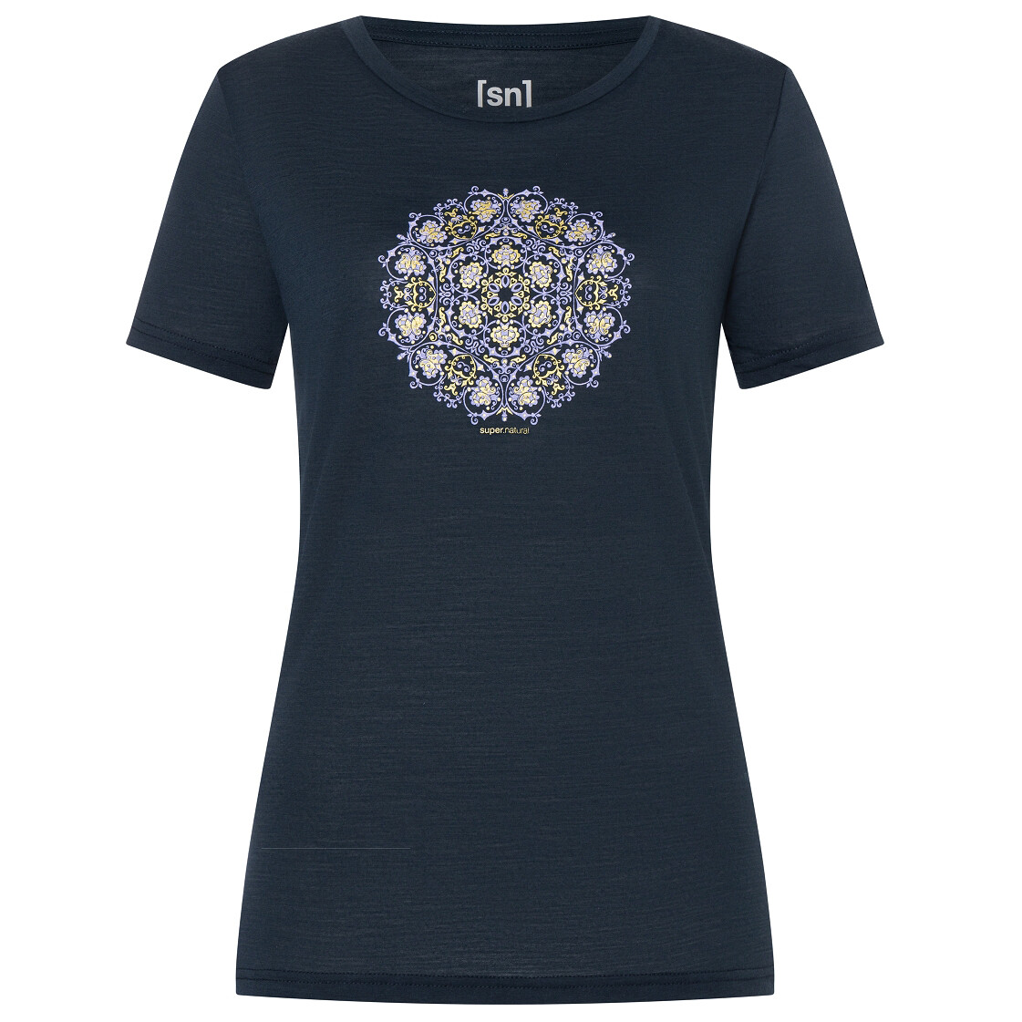 

Рубашка из мериноса Super.Natural Ornament Tee, цвет Blueberry/Lavender/Gold
