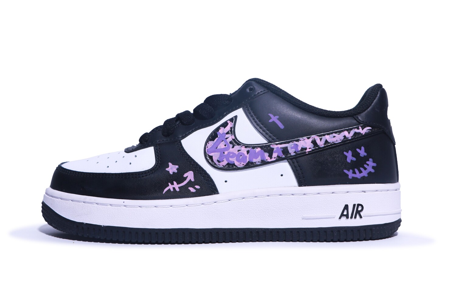 

Кроссовки Nike Air Force 1 Skateboarding Shoes Women's Low-top Black/purple/white, фиолетовый