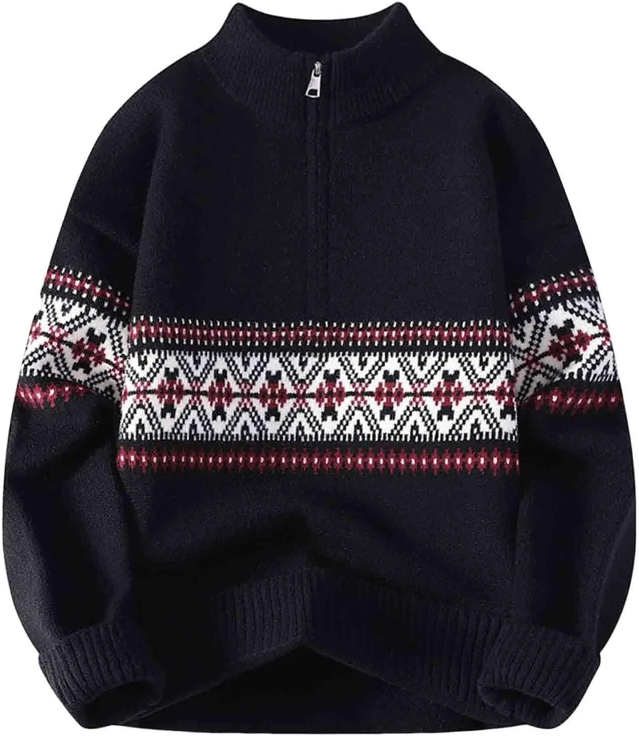 

Мужской свитер с четвертью молнии, теплый, свободного кроя