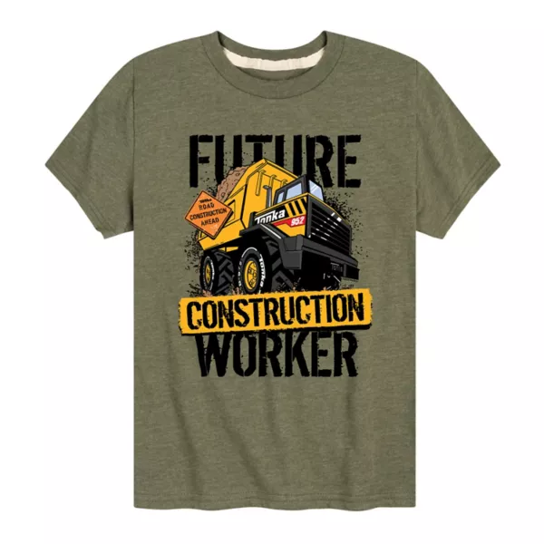 

Футболка с принтом "Будущий строитель" для мальчиков 8-20 лет Tonka, цвет dark green