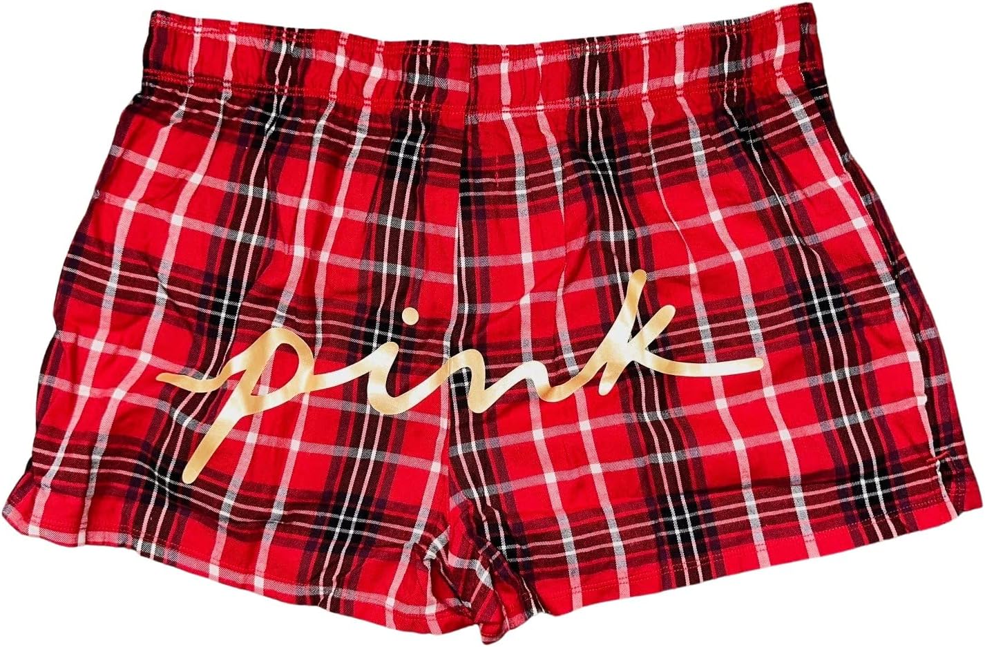 Пижамный комплект Victoria's Secret из розовой фланели, свободный, свободного кроя, в красную клетку, новый, Plaid Red — фото 3