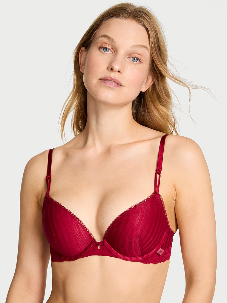 

Сексуальный прозрачный бюстгальтер пуш-ап в полоску Heritage Victoria'S Secret, sheer red lacquer