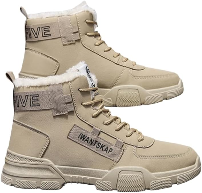 

Мужские ретро-сапоги HoaloX до середины икры - утепленные ботинки с толстой изоляцией, вдохновленные мотоциклетной обувью, с мягкой подкладкой, бежевый