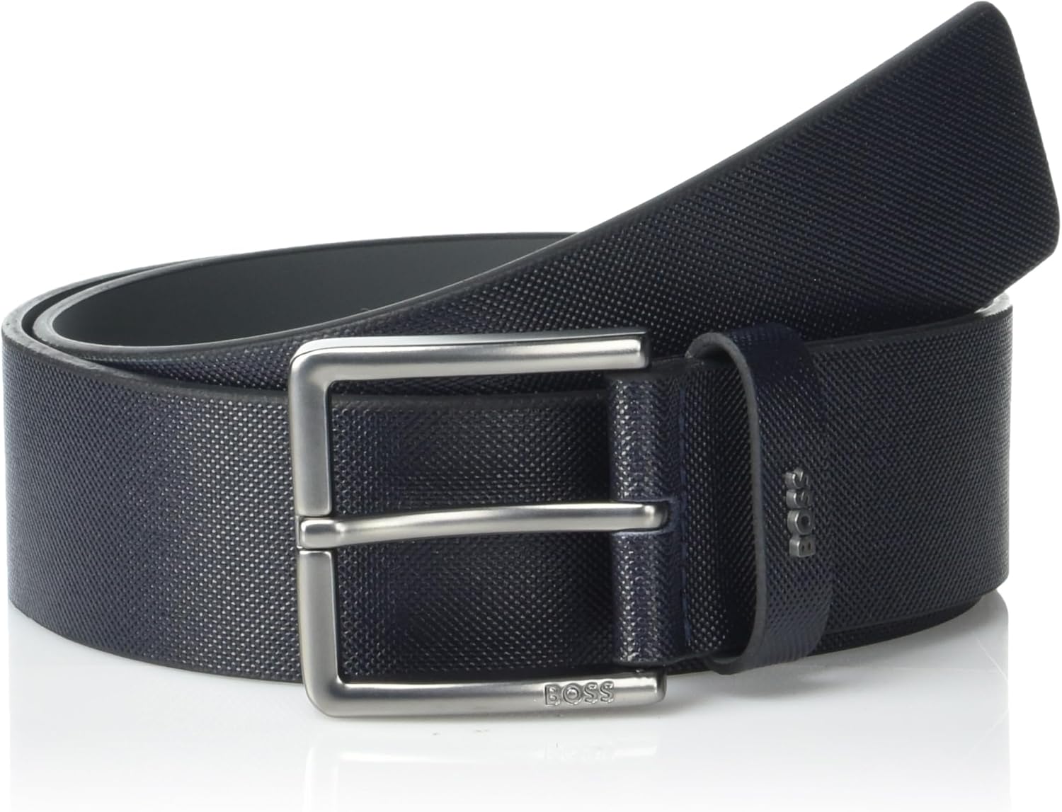 

BOSS мужской кожаный повседневный ремень с принтом, Deep Sea Blue