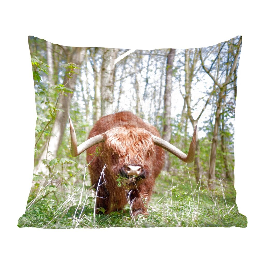

MuchoWow Декоративная подушка Диванная подушка Декоративная подушка для гостиной 40 x 40 см Шотландский горец - Лес - Шотландская корова - Чехлы на диванные подушки - без наполнителя