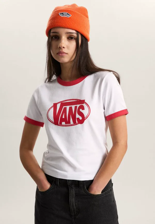 

Футболка с принтом в виде буквы w по центру груди Vans, White, Белый, Футболка с принтом в виде буквы w по центру груди Vans, White