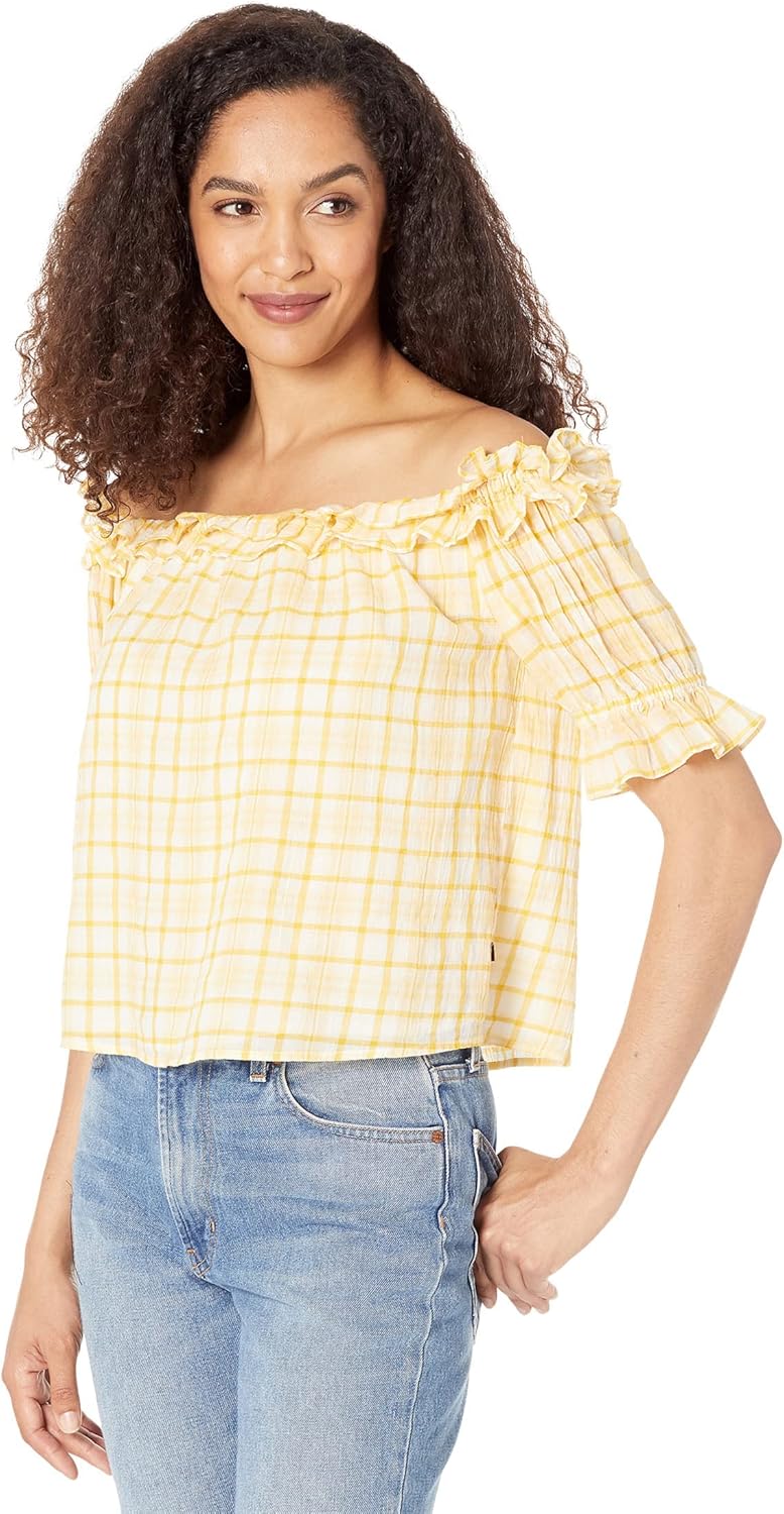 

Женский топ Tommy Hilfiger с оборками через плечо, Yellow/White