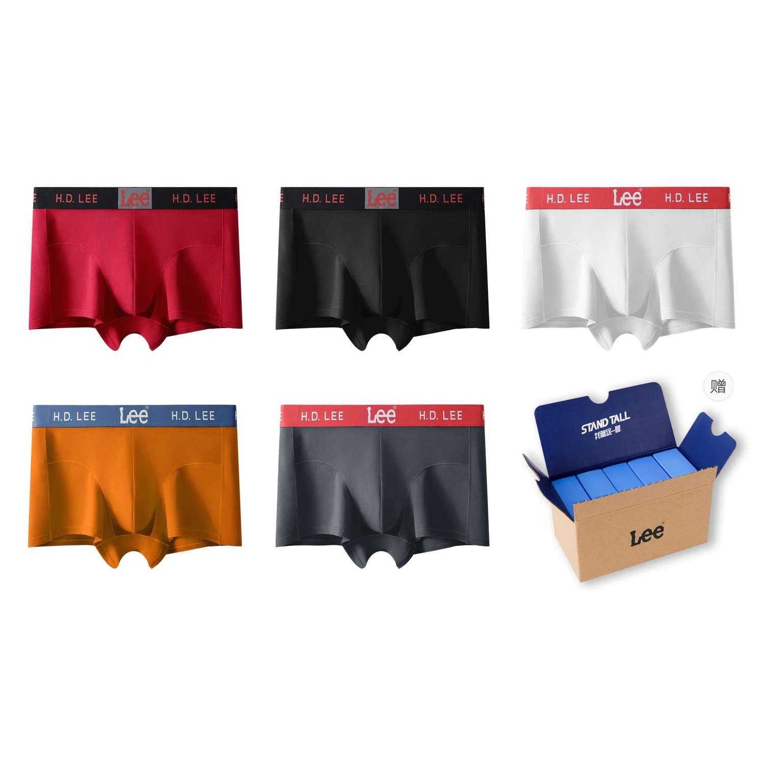 

Подарочный набор мужского белья 5 пар Lee, 5 Pack (красный+черный+белый+оранжевый+темно-серый)