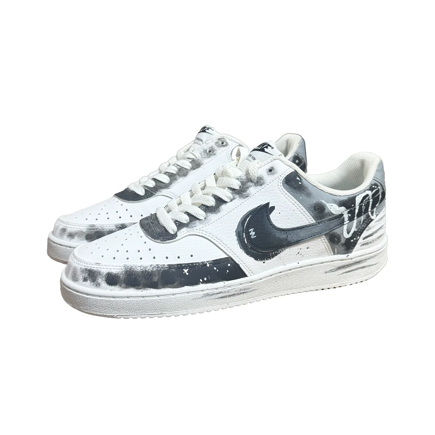 Nike Court Vision Black Shadow Warrior Leather Height Increasing Abrasion Resistant Slip Resistant Low top — фото 4