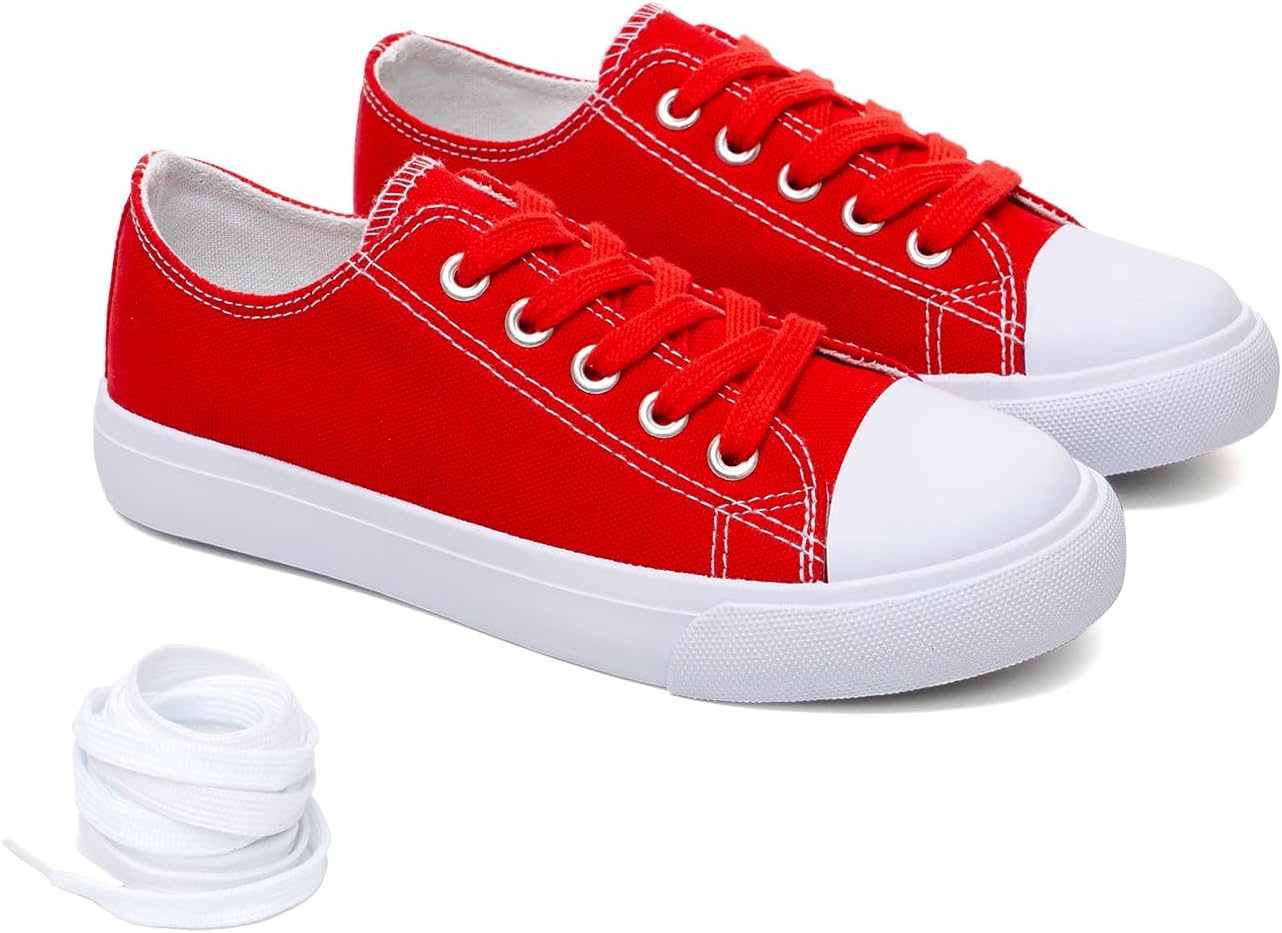 

Классические унисекс кеды Fashion Supply с низким верхом из ткани - повседневная обувь на шнуровке для мальчиков, девочек и малышей с резиновой подошвой, включают дополнительные белые шнурки The Fashion Supply