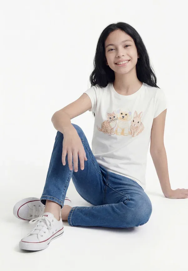 Футболка с принтом 2 шт Gap, light heather grey, светло-серый меланж